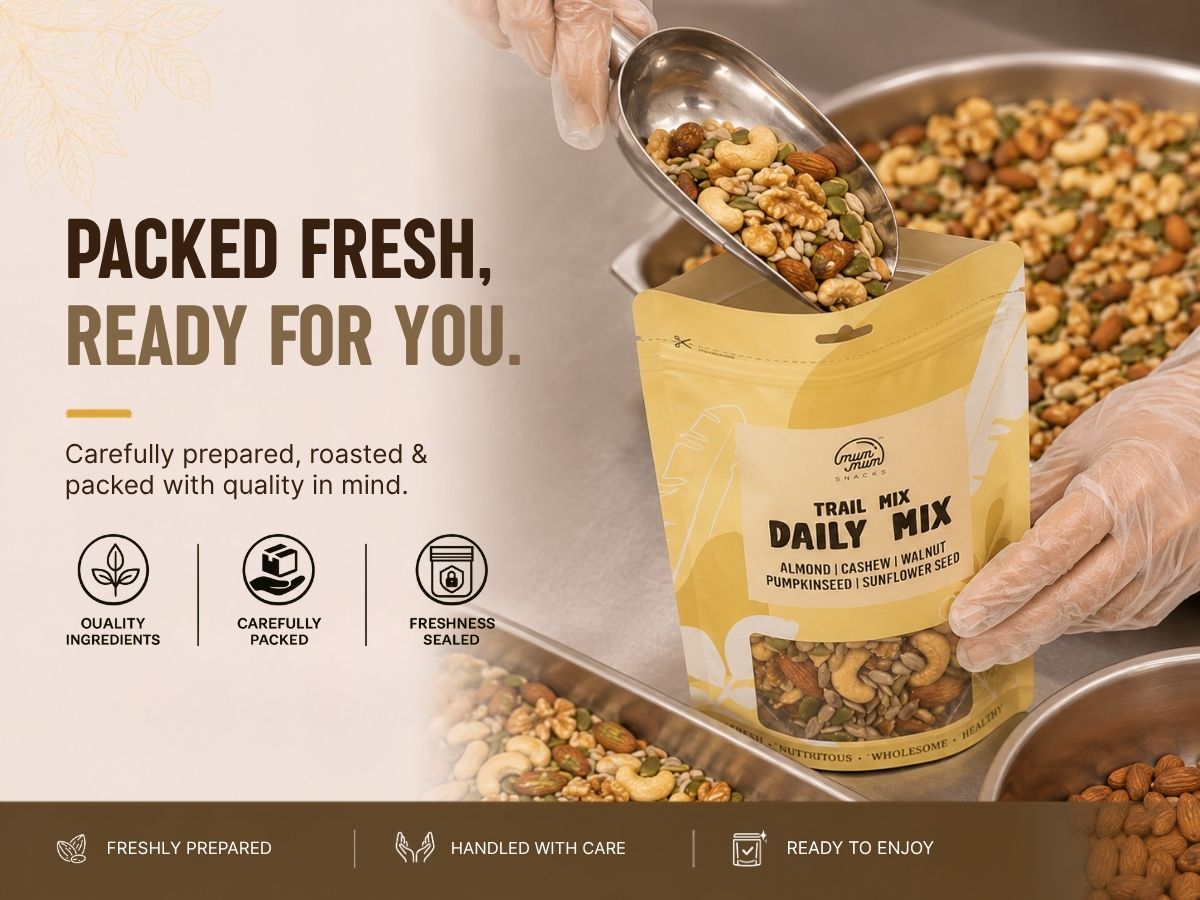 Packed fresh, ready for you. Carefully prepared, roasted and packed with quality in mind — quality ingredients, carefully packed, freshness sealed.